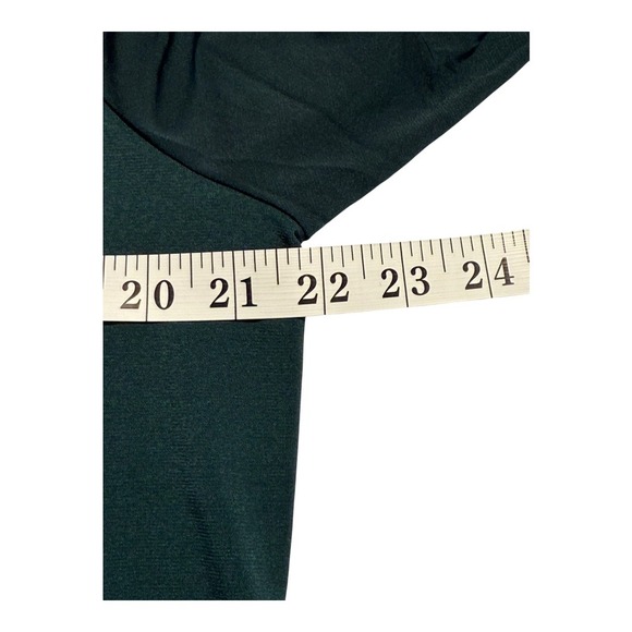 Carmen Marc Valvo Womens Top XL Green Long‎ Sleeve Faux Leather Trim Blouse - Picture 5 of 7